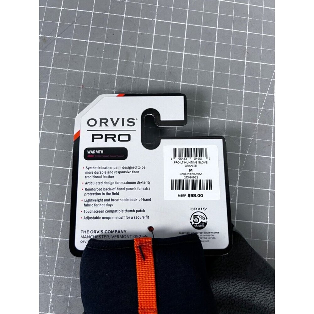 Orvis Pro LT Hunting Gloves Granite Men's Sz. Medium Synthetic Leather NEW~~ - Picture 3 of 5